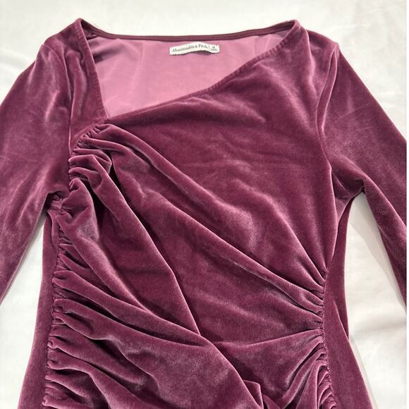 Abercrombie & Fitch Women Medium Velvet Stretch Mini Dress Ruched Holiday Formal - Picture 5 of 9